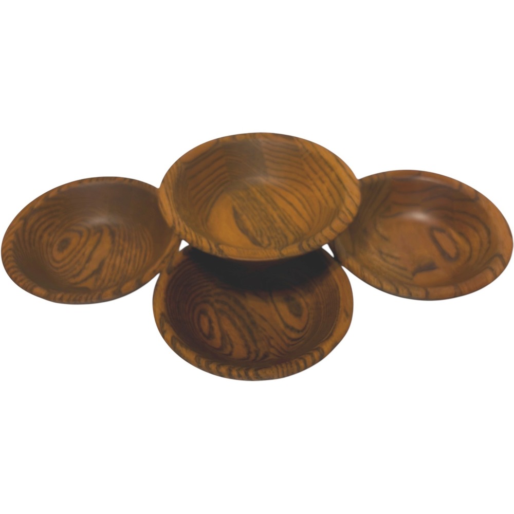Quality Heirloom Rustic Oak Wooden Bowls Set of 4 Lebanon Missouri Vintage Brown